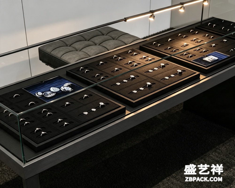 黑超纤多格戒指展示托盘TP02 | Black Velvet Multi-Slot Ring Display Tray TP02 - 细节图3