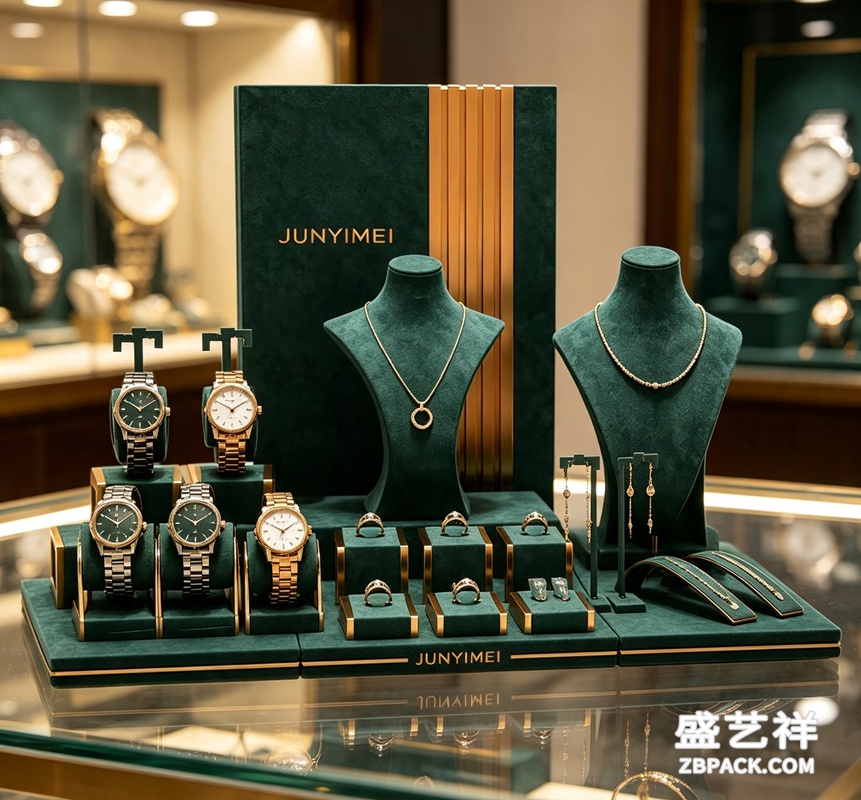 墨绿金饰珠宝橱窗展示套装 CC38 | Dark-Green Gold Jewelry Window Display Set CC38 - 细节图4
