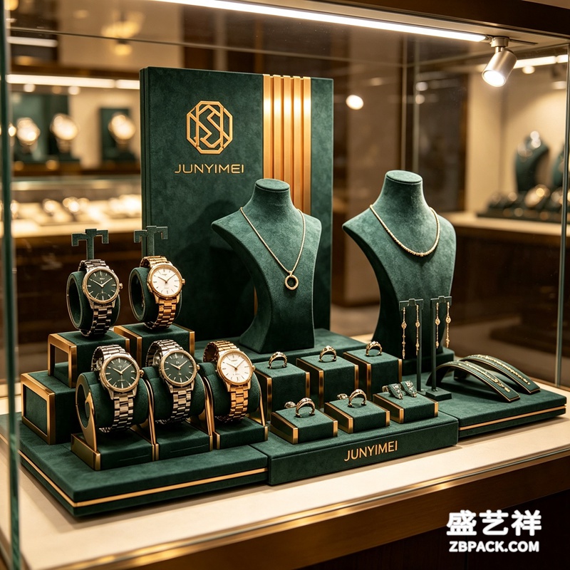 墨绿金饰珠宝橱窗展示套装 CC38 | Dark-Green Gold Jewelry Window Display Set CC38 - 细节图3