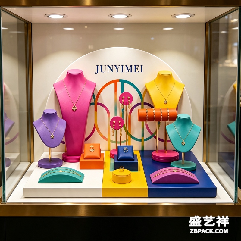 马卡龙多彩撞色艺术珠宝橱窗套装 CC51 | Macaron Color‑Block Art Jewelry Window Set CC51 - 细节图3